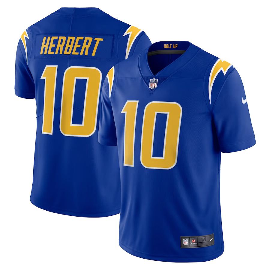 Men Los Angeles Chargers 10 Justin Herbert Nike Royal Vapor Limited NFL Jersey